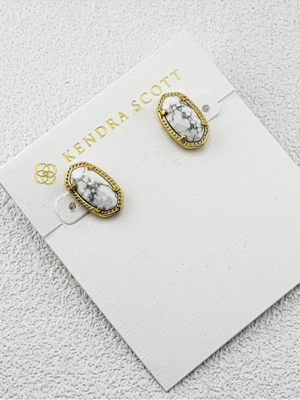 Kendra Scott White Howlite and Gold Elle Stud Earrings